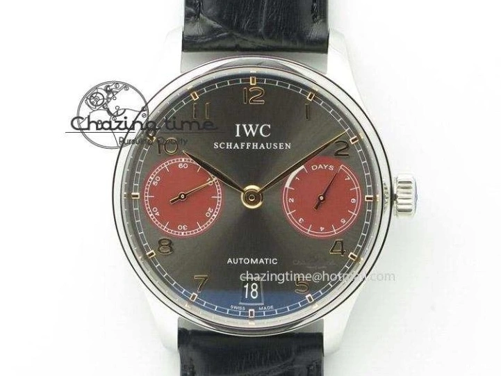 MIROTIME 0110 Original Portuguese 40mm Chrono RG Gray Dial Sliver Subdial on Leather Strap A 7392